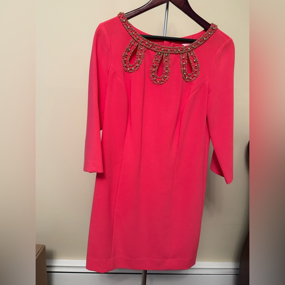 Lilly Pulitzer Vibrant Peachy Pink 3/4 Sleeve Dress